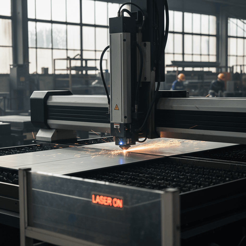 Steel being precision cut to specification